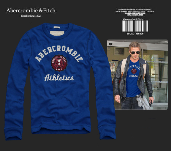 Abercrombie Fitch Hombres De Cuello Redondo Con Gente Fotos Largo Remera AF6015